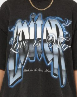 Loiter Love Is War Vintage T-Shirt Vintage Black -Mitchell & Ness Shop 02042546 YV009 womens 0030