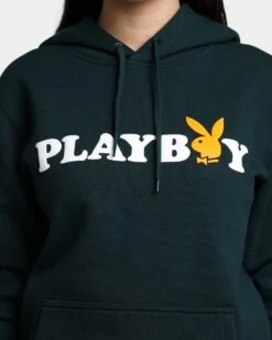Playboy By CK Wordmark Hoodie Forest Green -Mitchell & Ness Shop 02042559 YF006 womens 0030