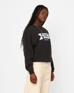 X-Girl Women's College Logo Sweat Crewneck Charcoal -Mitchell & Ness Shop 02042932 YC300 womens 00110