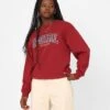 X-Girl Women's College Logo Sweat Crewneck Burgandy -Mitchell & Ness Shop 02042932 YD725 womens 0010