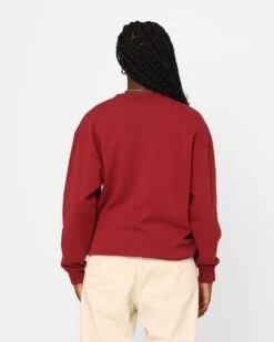 X-Girl Women's College Logo Sweat Crewneck Burgandy -Mitchell & Ness Shop 02042932 YD725 womens 0040