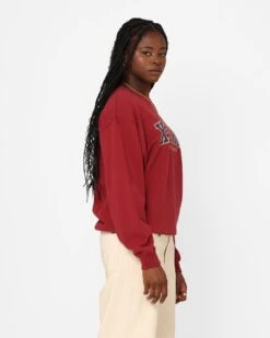 X-Girl Women's College Logo Sweat Crewneck Burgandy -Mitchell & Ness Shop 02042932 YD725 womens 0050