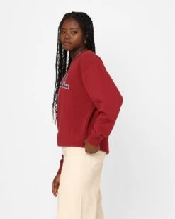 X-Girl Women's College Logo Sweat Crewneck Burgandy -Mitchell & Ness Shop 02042932 YD725 womens 0060