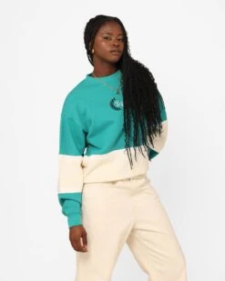 X-Girl Women's College Sweat Crewneck Green -Mitchell & Ness Shop 02042933 YG600 womens 0050