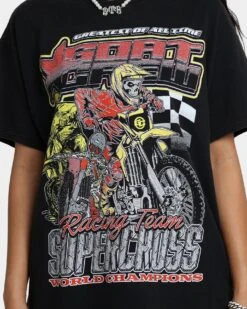 Goat Crew Supercross Racing Team Vintage T-Shirt Black Wash -Mitchell & Ness Shop 02043140 YB295 womens 0040