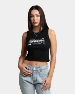 Rats Get Fat Women's Scorpio Crop Singlet Black