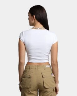 Playboy By CK Women's Script Baby T-Shirt White -Mitchell & Ness Shop 02043253 YW100 womens 0040