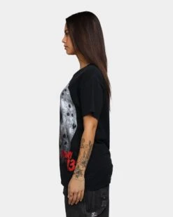 American Thrift X Friday The 13th Jason's Mask Vintage T-Shirt Black Wash -Mitchell & Ness Shop 02043291 YB295 womens 0060