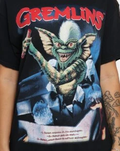 American Thrift X Gremlins Gremlins Vintage T-Shirt Black Wash -Mitchell & Ness Shop 02043293 YB295 womens 0040