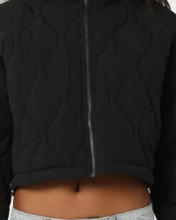 Champion Women's Lifestyle Cropped Puffer Jacket Black -Mitchell & Ness Shop 02043418 YB001 womens 030