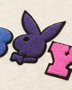 Playboy By CK Chenille Wordmark Hoodie Ash -Mitchell & Ness Shop 02043560 YA600 womens 0015