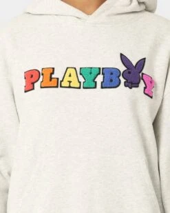 Playboy By CK Chenille Wordmark Hoodie Ash -Mitchell & Ness Shop 02043560 YA600 womens 0030