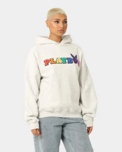 Playboy By CK Chenille Wordmark Hoodie Ash -Mitchell & Ness Shop 02043560 YA600 womens 0050