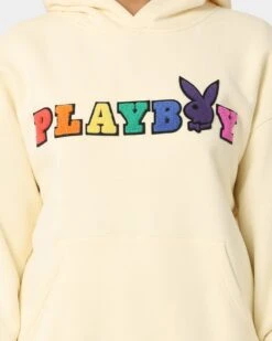 Playboy By CK Chenille Wordmark Hoodie Off White 5 Playboy By CK Chenille Wordmark Hoodie Off White -Mitchell & Ness Shop 02043560 YO007 womens 0030