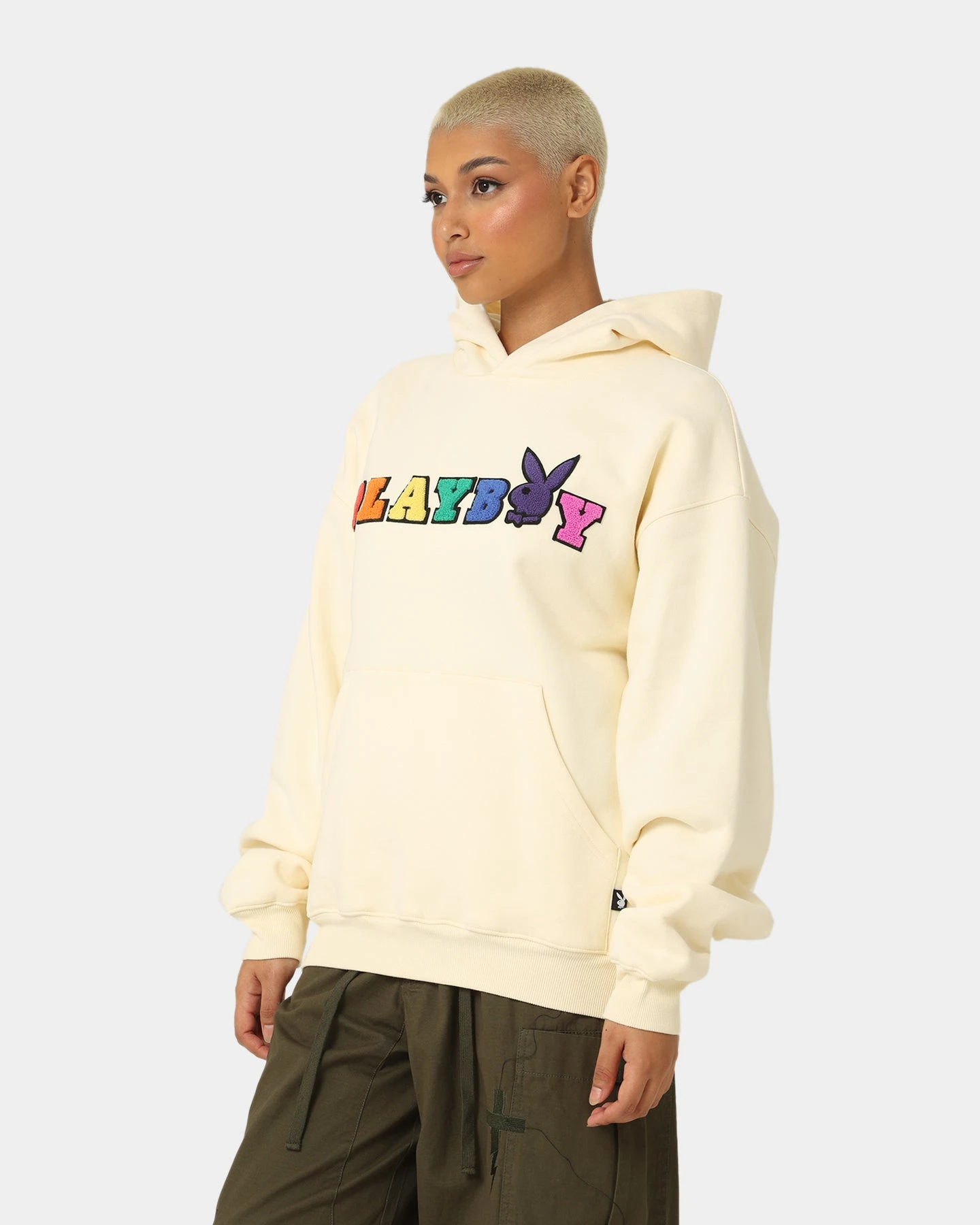 Playboy By CK Chenille Wordmark Hoodie Off White Playboy By CK Chenille Wordmark Hoodie Off White -Mitchell & Ness Shop 02043560 YO007 womens 0060