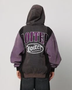 Loiter Splinter Hoodie Charcoal/Purple -Mitchell & Ness Shop 02043570 YC335 womens 0070