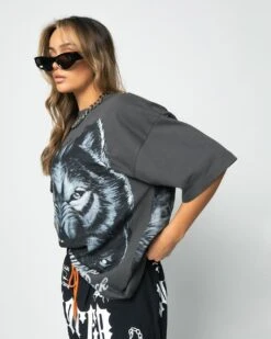 Loiter Wolf Pack Vintage T-Shirt Charcoal -Mitchell & Ness Shop 02043571 YC300 womens 0040