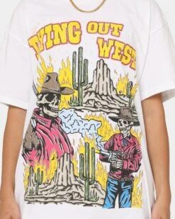 Goat Crew Dying Out West Vintage T-Shirt White -Mitchell & Ness Shop 02043868 YW100 womens 0030