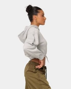 Puma Women's Classics Cropped Hoodie Light Gray Heather -Mitchell & Ness Shop 02044901 YL243 womens 0050