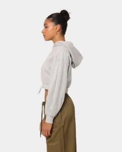 Puma Women's Classics Cropped Hoodie Light Gray Heather -Mitchell & Ness Shop 02044901 YL243 womens 0060