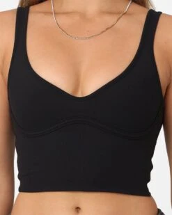 Joah Brown Women's Contour Crop Tank Top Onyx -Mitchell & Ness Shop 02044950 YO172 womens 0030