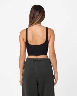 Joah Brown Women's Contour Crop Tank Top Onyx -Mitchell & Ness Shop 02044950 YO172 womens 0040