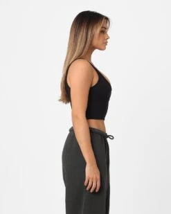 Joah Brown Women's Contour Crop Tank Top Onyx -Mitchell & Ness Shop 02044950 YO172 womens 0050