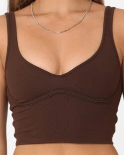 Joah Brown Women's Contour Crop Tank Top Umber -Mitchell & Ness Shop 02044950 YU056 womens 00100