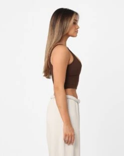 Joah Brown Women's Contour Crop Tank Top Umber -Mitchell & Ness Shop 02044950 YU056 womens 00120