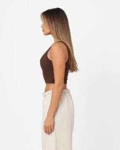 Joah Brown Women's Contour Crop Tank Top Umber -Mitchell & Ness Shop 02044950 YU056 womens 00130