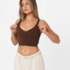 Joah Brown Women's Contour Crop Tank Top Umber -Mitchell & Ness Shop 02044950 YU056 womens 0080