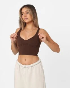 Joah Brown Women's Contour Crop Tank Top Umber