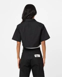 X-Girl Women's Peels Zip Up Cropped T-Shirt Black -Mitchell & Ness Shop 02044959 YB001 womens 0040