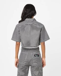 X-Girl Women's Peels Zip Up Cropped T-Shirt Navy -Mitchell & Ness Shop 02044959 YN200 womens 0040