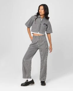 X-Girl Women's Peels Zip Up Cropped T-Shirt Navy -Mitchell & Ness Shop 02044959 YN200 womens 0070