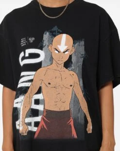 Goat Crew X Avatar: The Last Airbender Aang Vintage T-Shirt Black Wash -Mitchell & Ness Shop 02045250 YB295 womens 0040