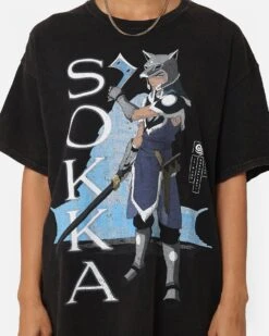 Goat Crew X Avatar: The Last Airbender Sokka Vintage T-Shirt Black Wash -Mitchell & Ness Shop 02045254 YB295 womens 0040