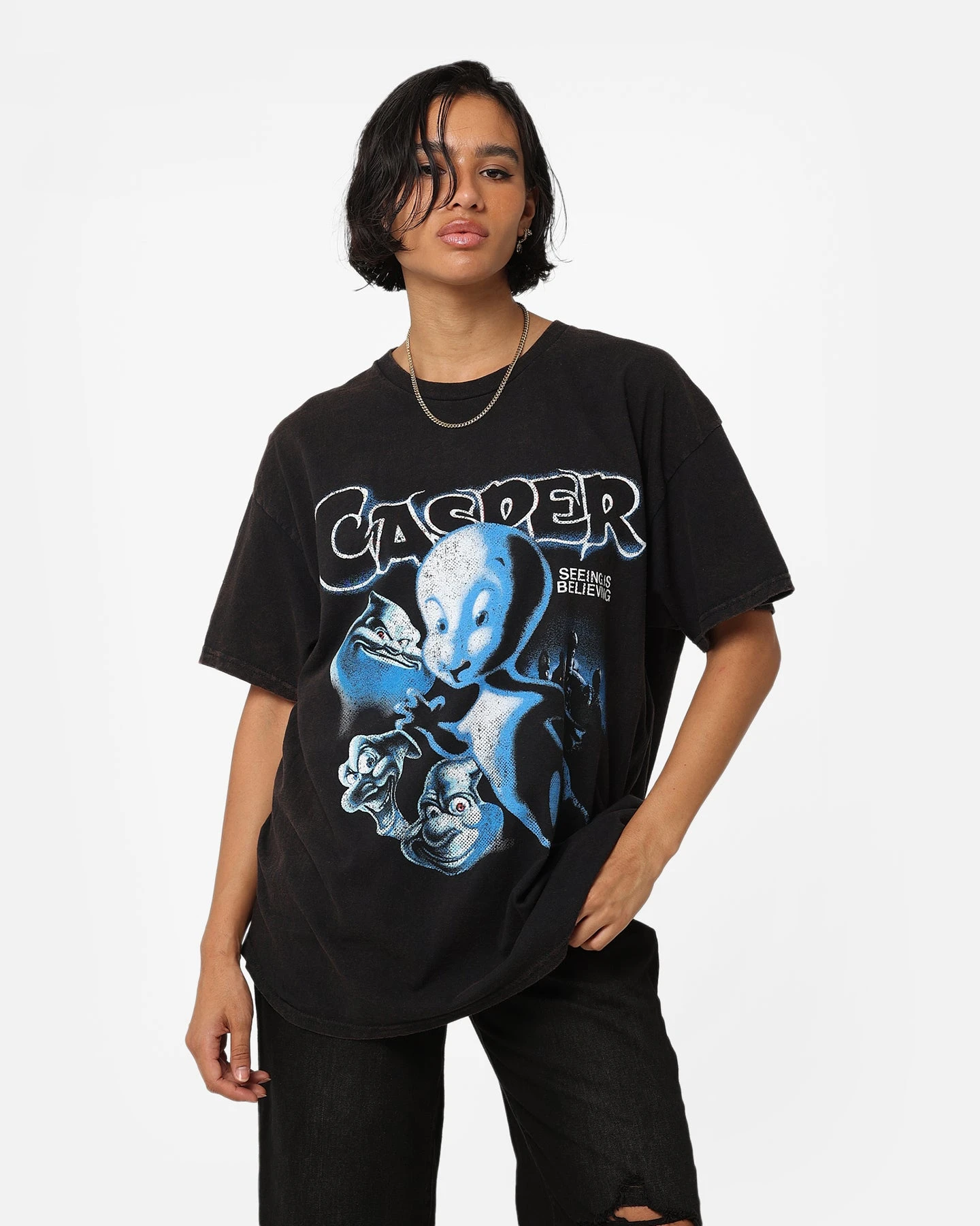 American Thrift X Casper Casper Vintage T-Shirt Black Wash American Thrift X Casper Casper Vintage T-Shirt Black Wash -Mitchell & Ness Shop 02045348 YB295 womens 0010