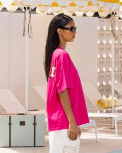 Loiter Chaos Theory T-Shirt Hot Pink -Mitchell & Ness Shop 02045559 YH053 womens 0060