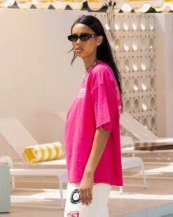 Loiter Chaos Theory T-Shirt Hot Pink -Mitchell & Ness Shop 02045559 YH053 womens 0070