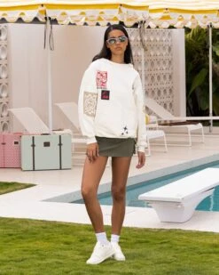 Loiter Patchwork Hoodie Off White -Mitchell & Ness Shop 02045602 YO007 womens 0030