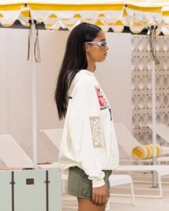 Loiter Patchwork Hoodie Off White -Mitchell & Ness Shop 02045602 YO007 womens 0060