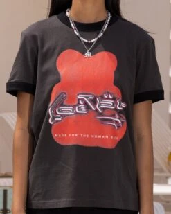 Loiter Gummy Ringer T-Shirt Charcoal -Mitchell & Ness Shop 02045604 YC300 womens 0030