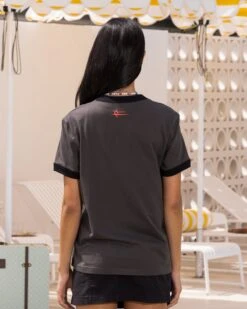 Loiter Gummy Ringer T-Shirt Charcoal -Mitchell & Ness Shop 02045604 YC300 womens 0040