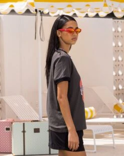 Loiter Gummy Ringer T-Shirt Charcoal -Mitchell & Ness Shop 02045604 YC300 womens 0050