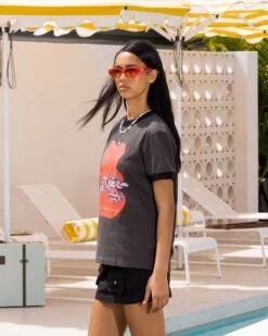 Loiter Gummy Ringer T-Shirt Charcoal -Mitchell & Ness Shop 02045604 YC300 womens 0060