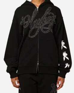 Playboy By Culture Kings Shyne Full Zip Hoodie Black -Mitchell & Ness Shop 02046299 YB001 womens 00110