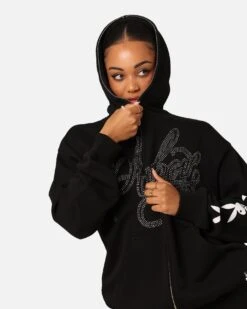 Playboy By Culture Kings Shyne Full Zip Hoodie Black -Mitchell & Ness Shop 02046299 YB001 womens 00160