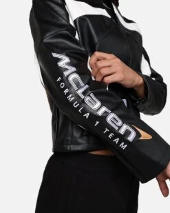 We Are The Wild Collective X McLaren Women's Crop Racing Jacket Black -Mitchell & Ness Shop 02047573 YB001 womens 00120