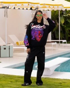 Loiter Live In Direct Vintage Hoodie Black -Mitchell & Ness Shop 02047613 YB001 womens 0030